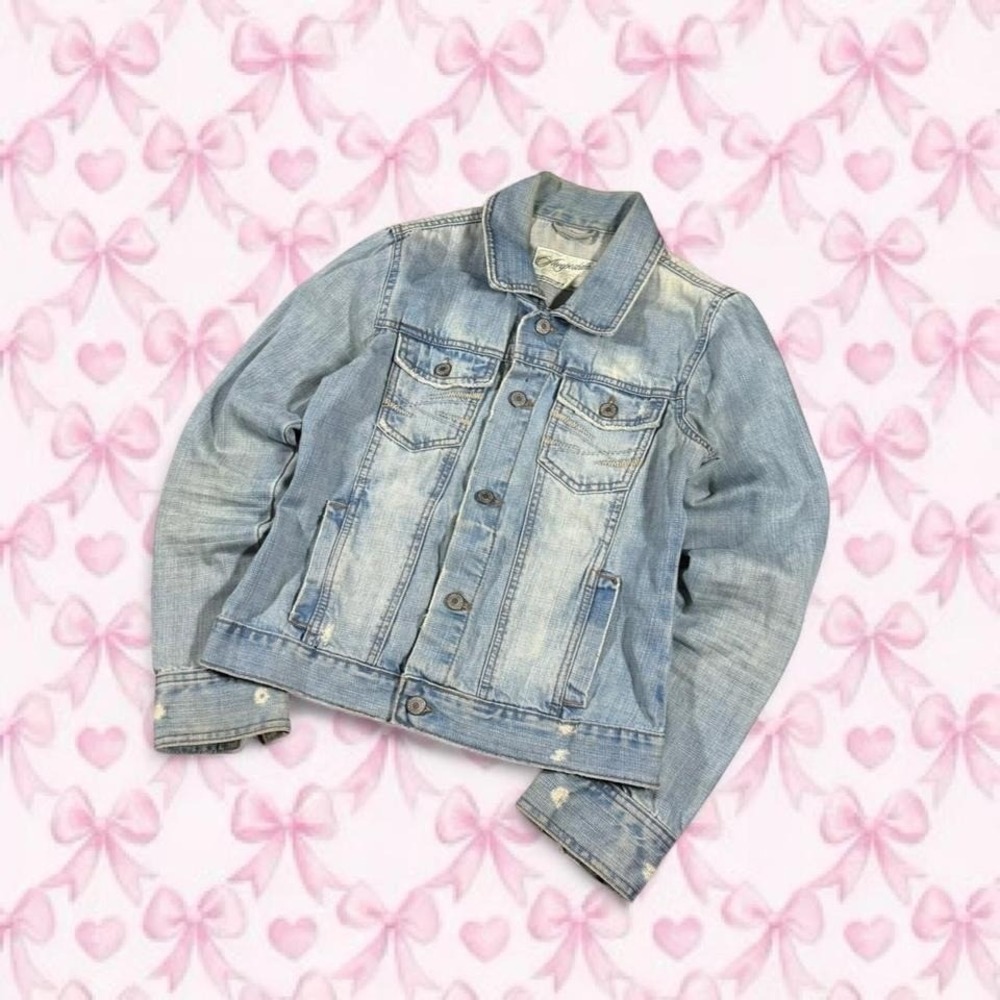 Women's vintage Y2K emo grunge distressed aeropastale denim jean jacket size M